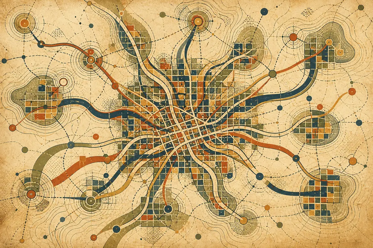 Abstract illustrated map composition for Toronto, Canada